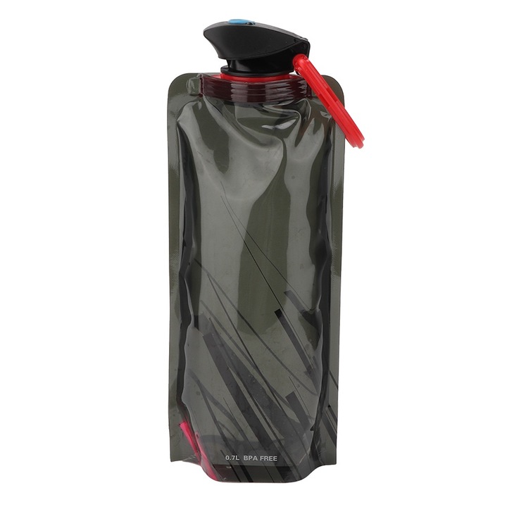 Водна торба 700 мл, преносима сгъваема, бутилка за пиене за туризъм, черна