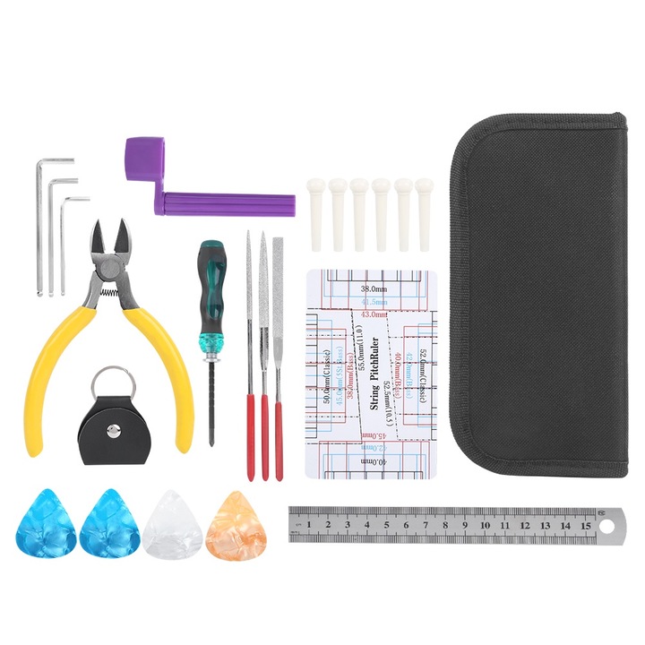 Set 22 Piese Unelte Metalice pentru Repararea Chitarelor, Enforose, Diverse Instrumente Muzicale, 355g