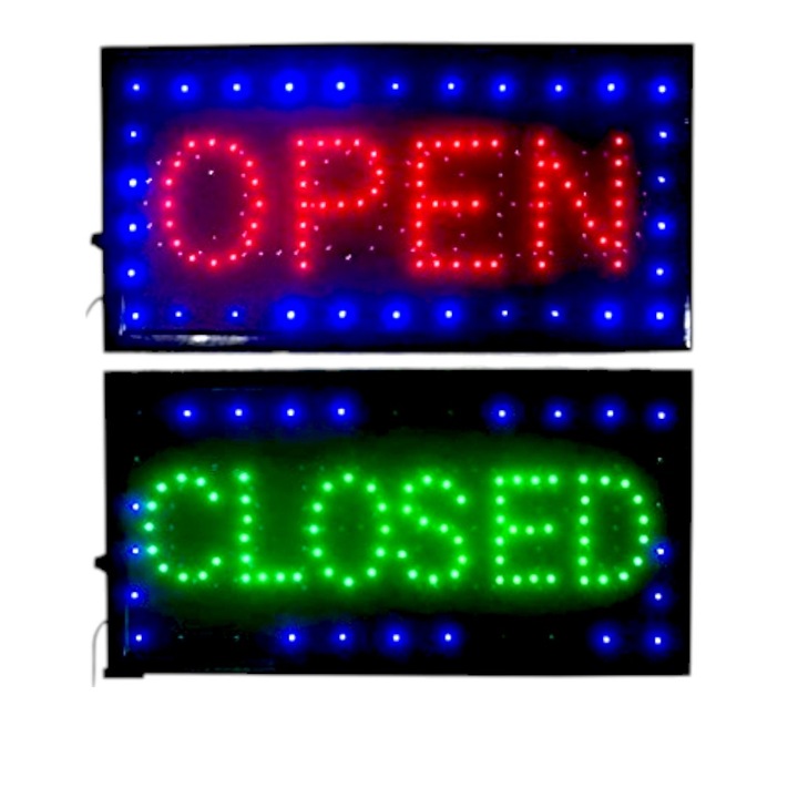 Panou afisaj, 48x25 cm, mesaj OPEN/CLOSED, uz intern/extern, negru, instalare rapida, operare usoara, durabila, rezistenta la uzura