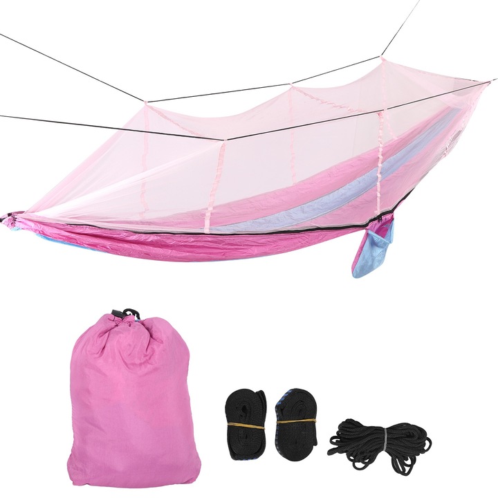 Хамак с мрежа против комари, Enforose, 260x140см, лек, преносим, тегло 656-730гр