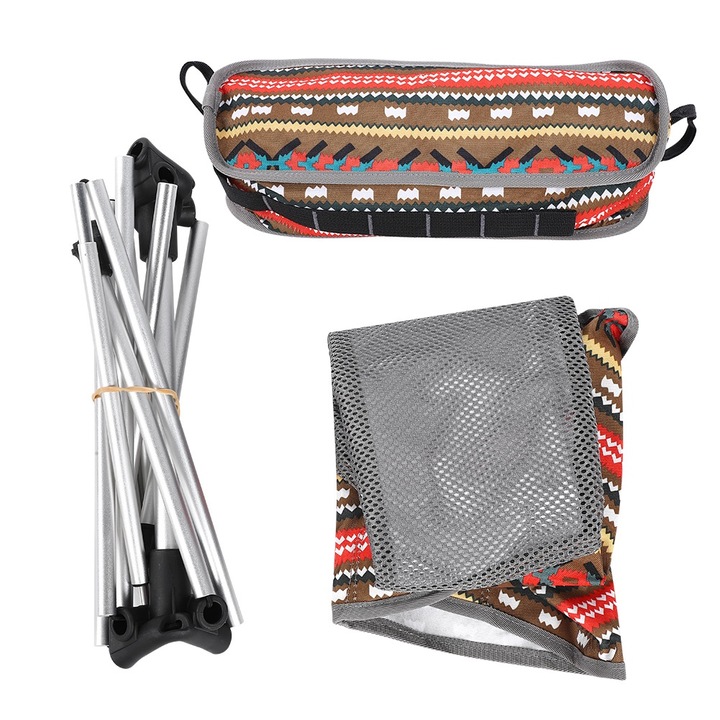 Scaun pliabil portabil Enforose, aluminiu, 150 kg, 65.5x60.5x35cm, pentru camping si activitati in aer liber