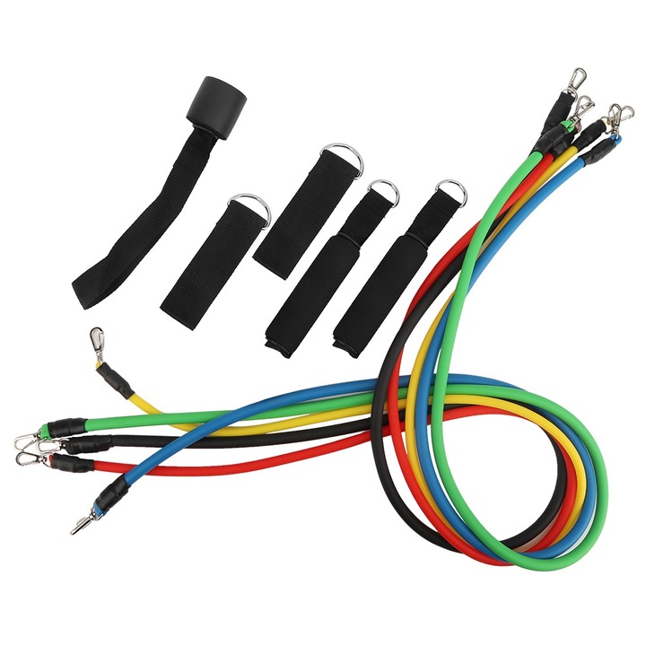 Set 11 Benzi Elastice de Fitness Enforose, 5 Culori, 30x45cm