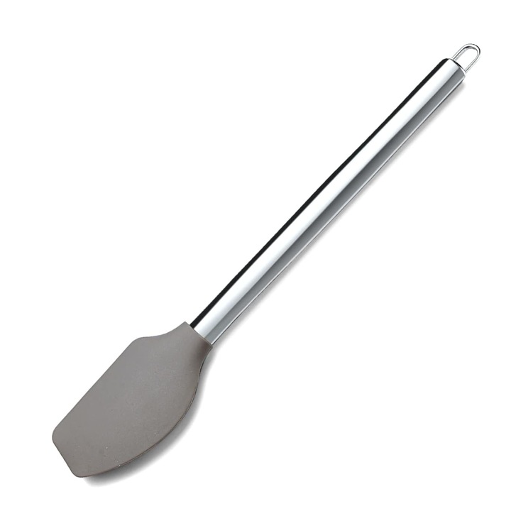 Spatula Bucatarie, din Silicon cu Maner din Fier, Rezistenta la caldura, fara BPA, 27 x 6 cm, Gri