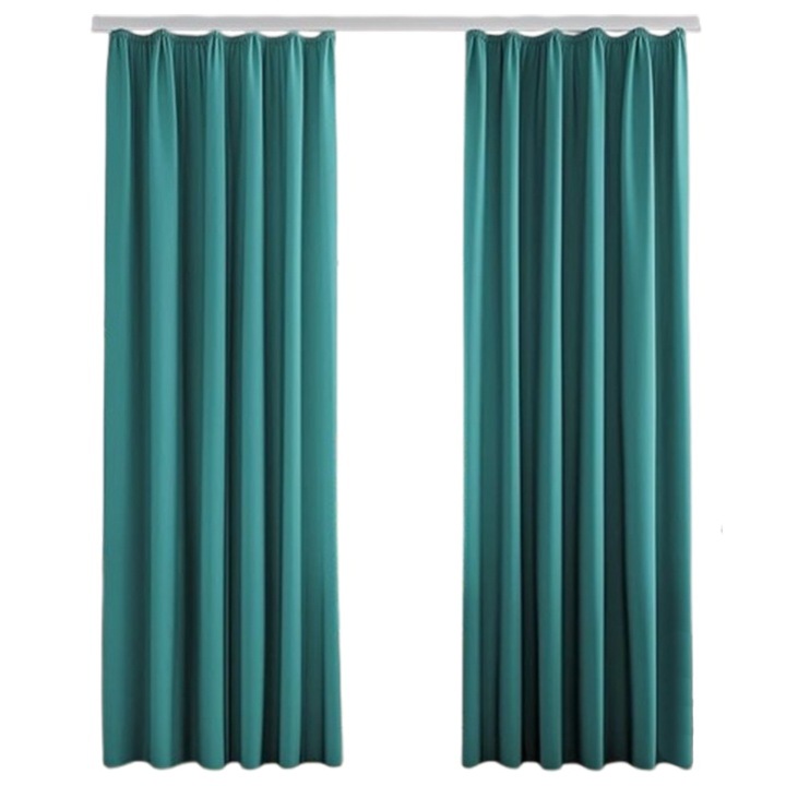 Sötétítő függöny szett, Deconovo, hőszigetelő, redős szalagos rögzítés, opak, taupe, 245 x 140 cm