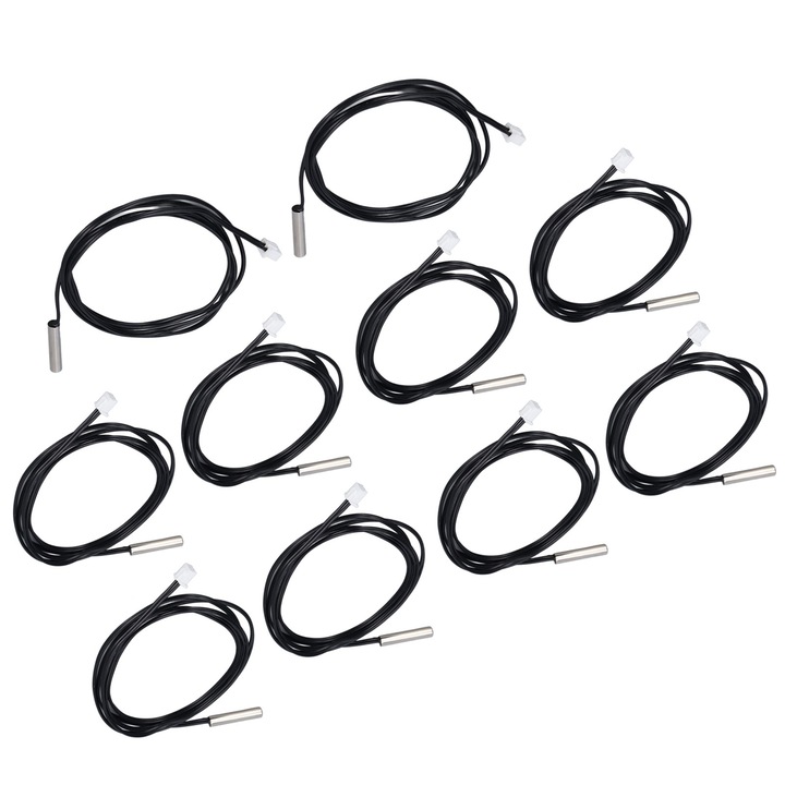 Set 10 senzori termistor NTC Enforose, sondă de temperatură 5x25 mm, cap cilindric, pentru măsurare