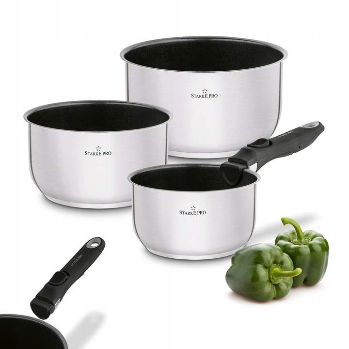 Set de oale Starke Pro Susvid, 4 piese, inox, non-stick, 16x20cm, argintiu