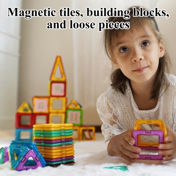 Set blocuri magnetice de constructie, 38-50 piese, colorate, 4-6 ani