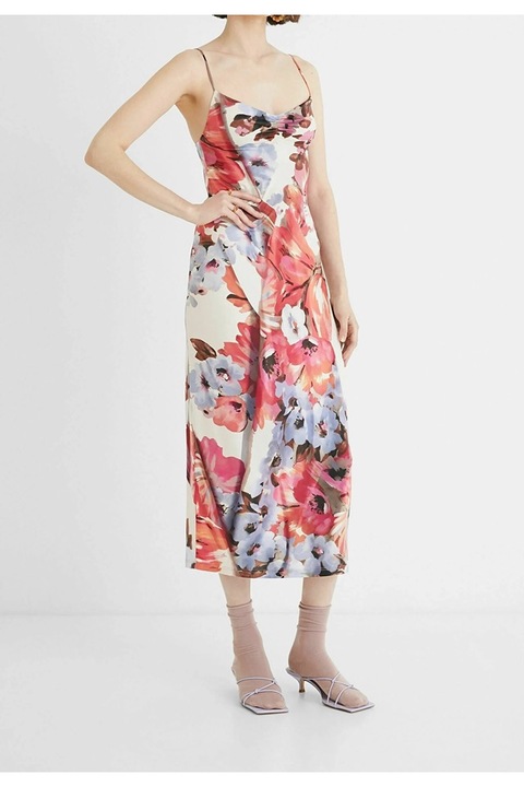 Rochie de vara cu bretele si imprimeu floral Surfinia, Multicolor, M