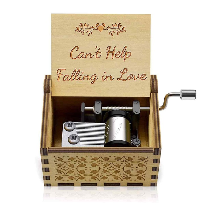 Дървена музикална кутия ретро скулптура с манивела картина