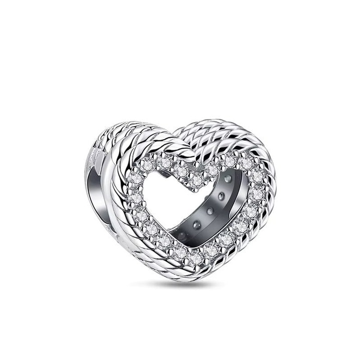 Charm/talisman argint 925 Delis, JW1161, model inima, placat cu rodiu