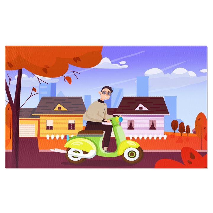 Tablou Canvas Sotul Pasionat de Jocuri pe Calculator si Sotia care are Consola de Jocuri in Mana Impunand Reguli 140x90CM