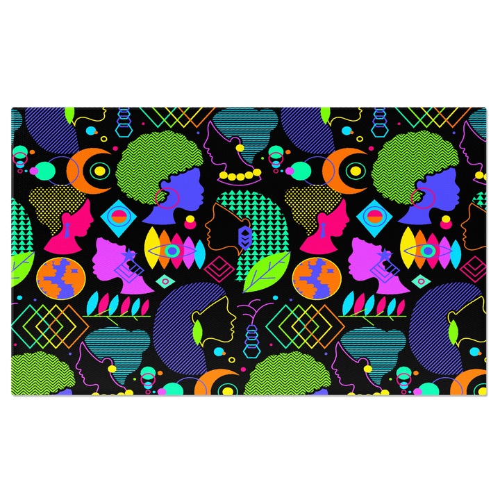 Tablou Canvas: Desene cu busturi de femei - Culori neobisnuite de par, cercei mari 140x90CM