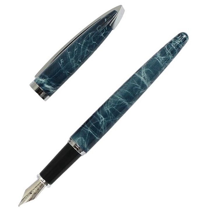 Stilou bleu marmorat elegant, incarcare duala rezervor si rezerva, Wow Shop