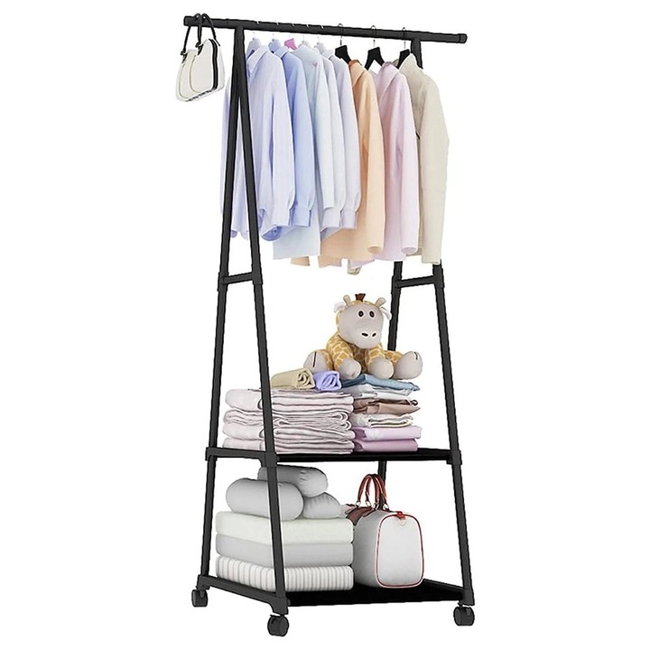 Cuier triunghiular PZCC cu 2 rafturi inferioare, 160x64.5x43.5cm