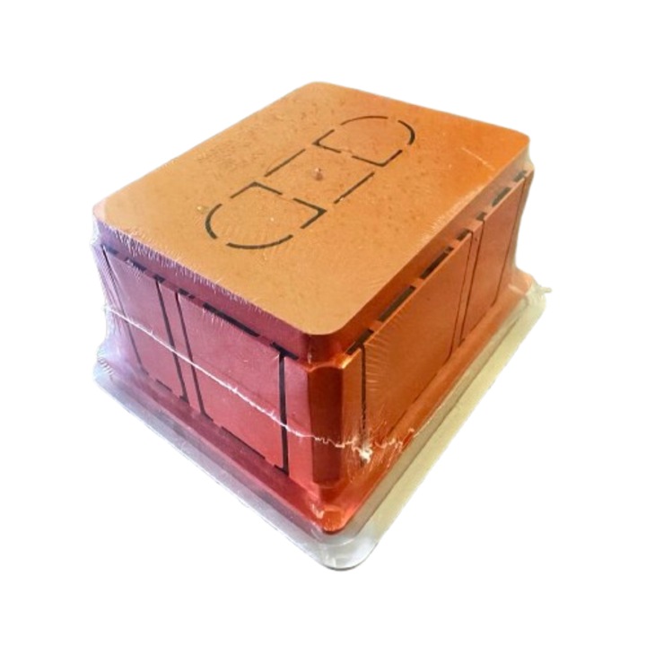 Doza, Cutie de Derivatie, Cu Capac de Carton pentru Protectie Tencuiala, Montaj Incastrat, Montarea Capacului ( Cu Suruburi), Halogen Free, IP40, 120x100x70mm, EC350C3P Elettrocanali Italia