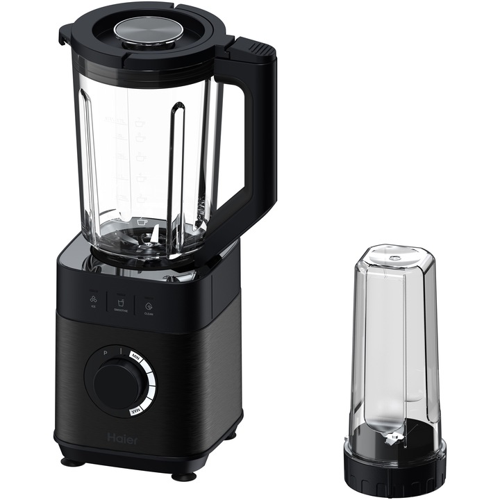 Блендер Haier HBL5B2 011, 1200W, Метален корпус, Автоматично раздробяване на лед и смути програма, Черен