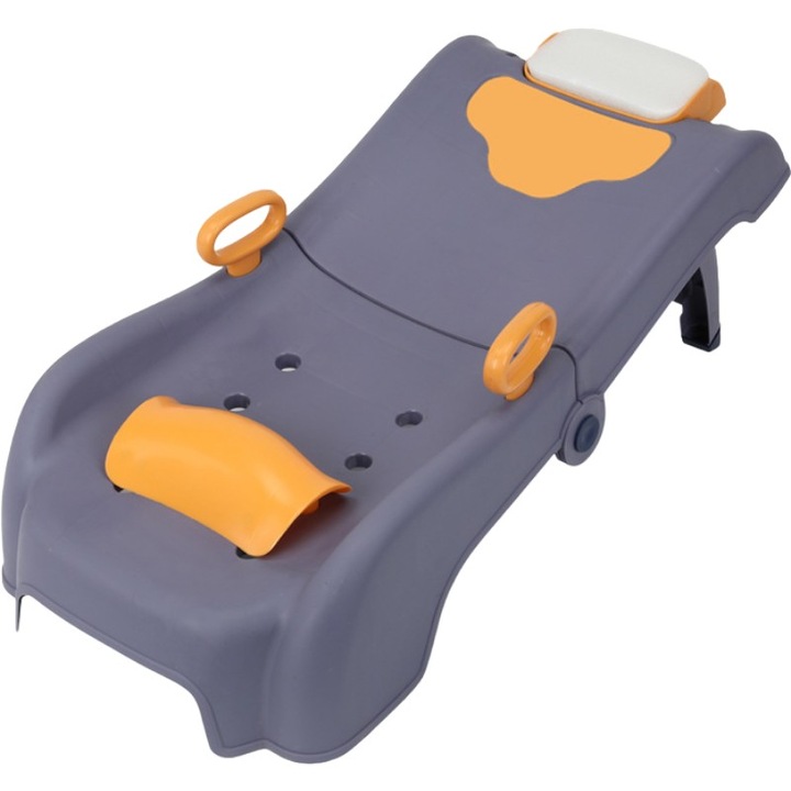 Suport Pliabil pentru Spalat Parul OEM, Pentru Copii, 0 - 16 ani, cu Picioare Antialunecare, Material Polipropilena, Suport Cap Reglabil, cu Manere, 82 x 40 x 28 cm, Bleumarin