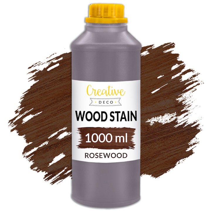 Vopsea pentru lemn pe baza de apa, Creative Deco, culoare palissandro, 1L, uscare rapida, netoxica, pentru lemn, ciment, caramizi, hartie tapet, eficienta si in exterior