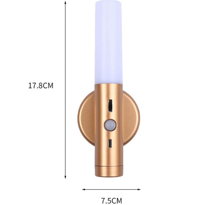 Lanterna cu LED, lampa de perete cu senzor de miscare, detasabila (magnetica)