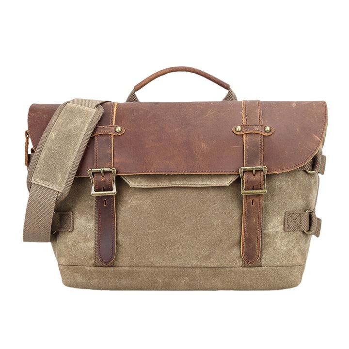 Geanta camera foto, UWOT, panza kaki, 36x19x28 cm, impermeabila, stil retro