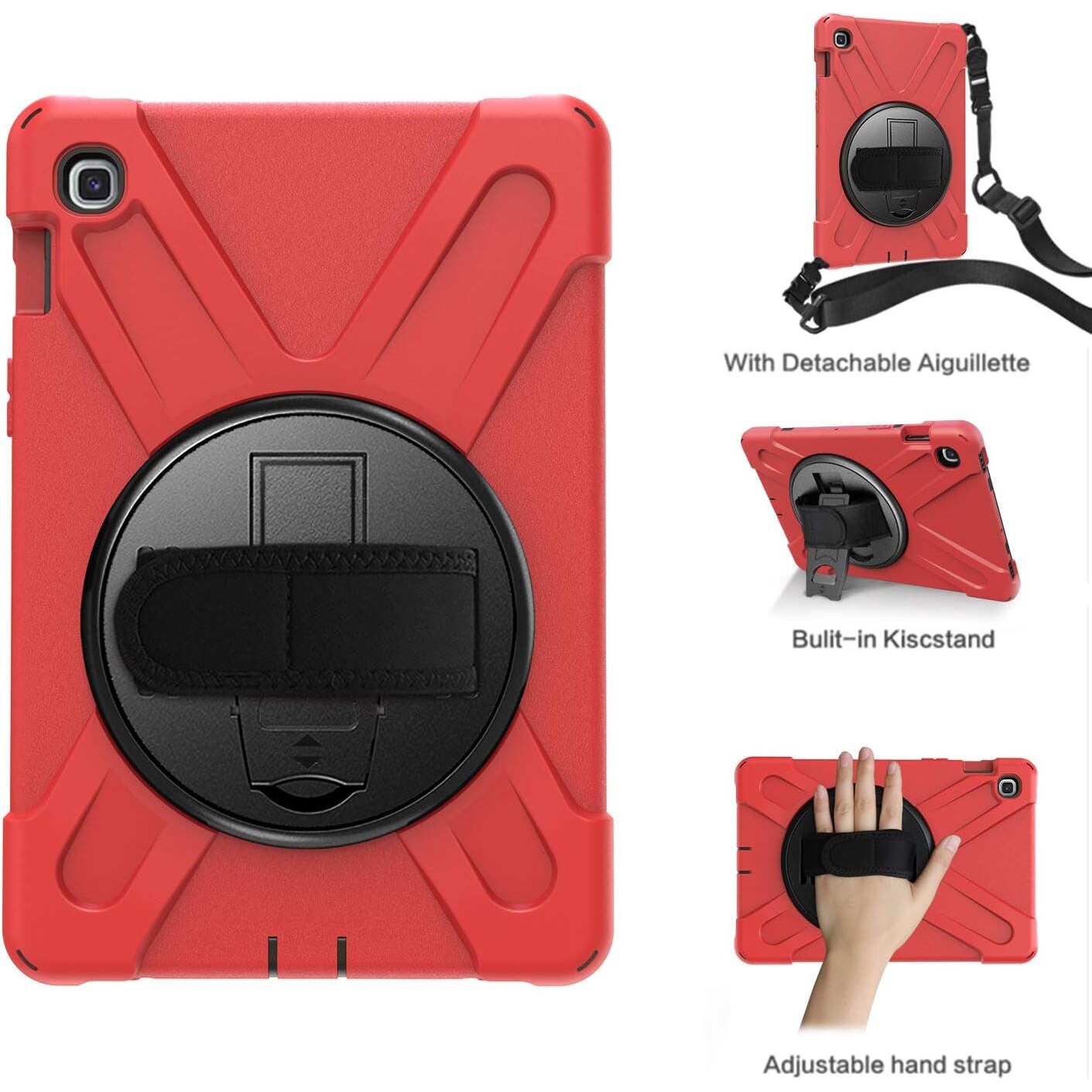 Husa Shockproof Armor, Sigloo, pentru tableta Amazon Kindle Fire HD8 HD 8 Plus 2020, Heavy Duty 2 In1 Hybrid Cover, cu suport smart pen, Red