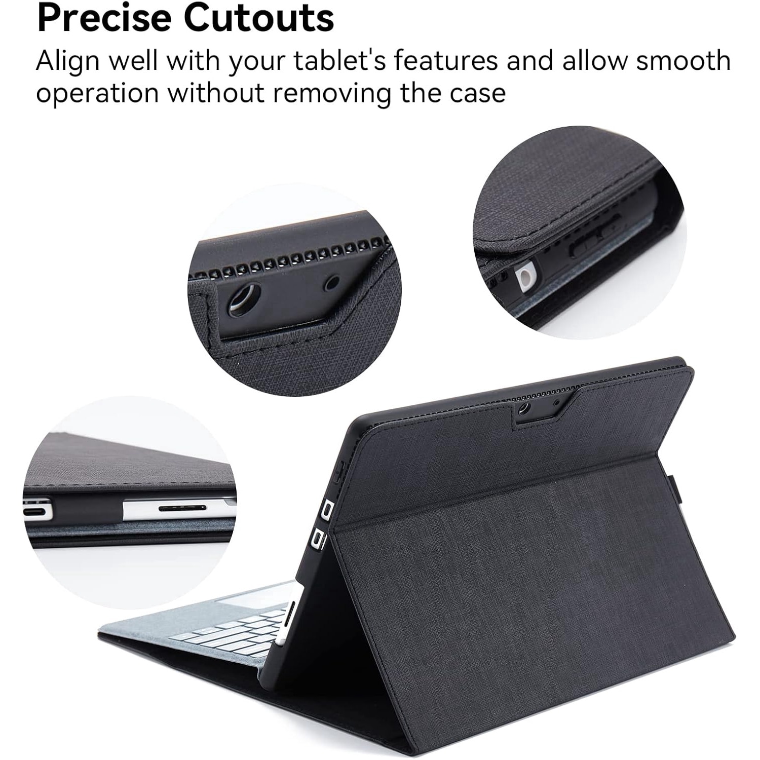 Husa Omnpak pentru Microsoft Surface Pro 8, unghi reglabil de vizualizare, compatibila cu tastatura Type Cover, Negru