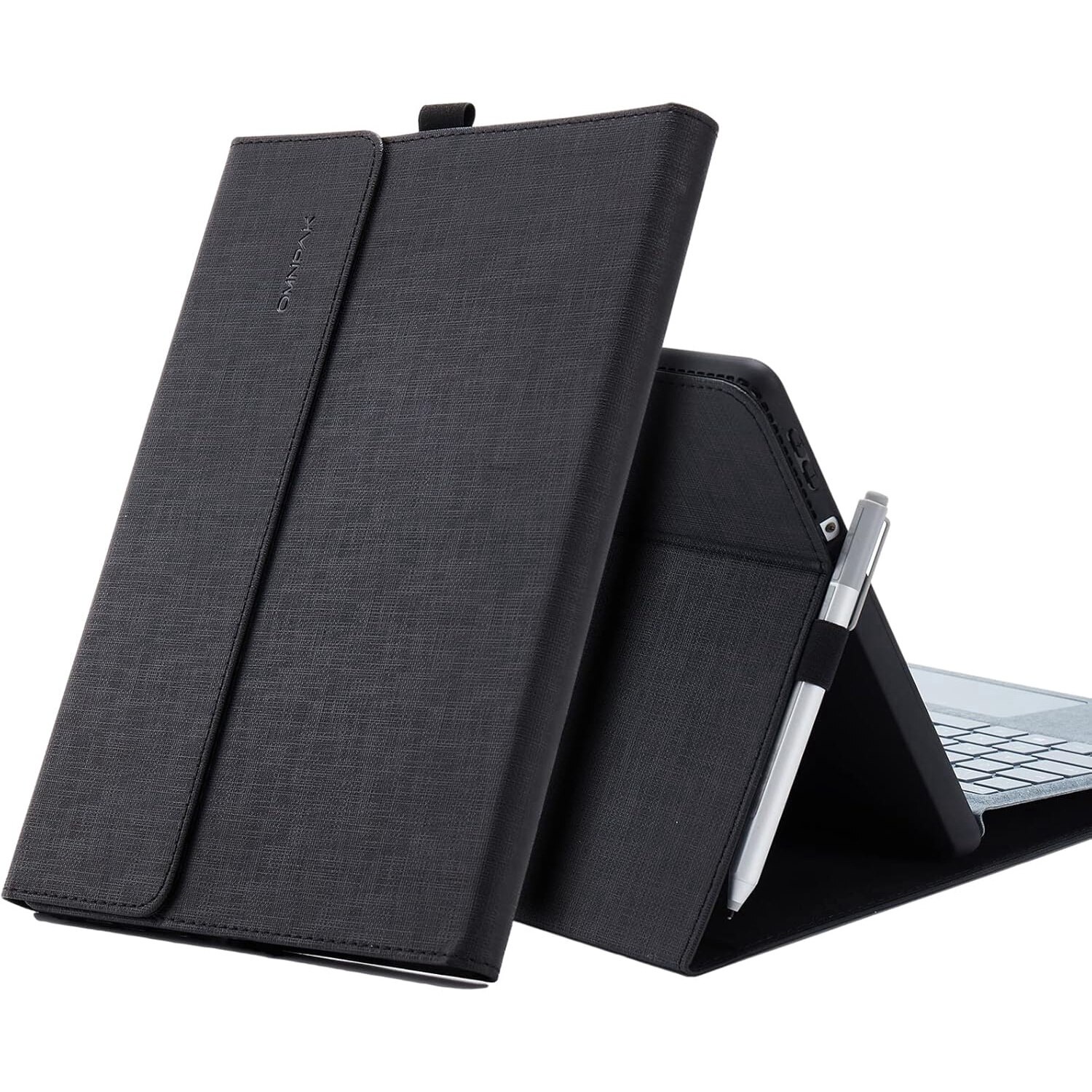 Husa Omnpak pentru Microsoft Surface Pro 8, unghi reglabil de vizualizare, compatibila cu tastatura Type Cover, Negru