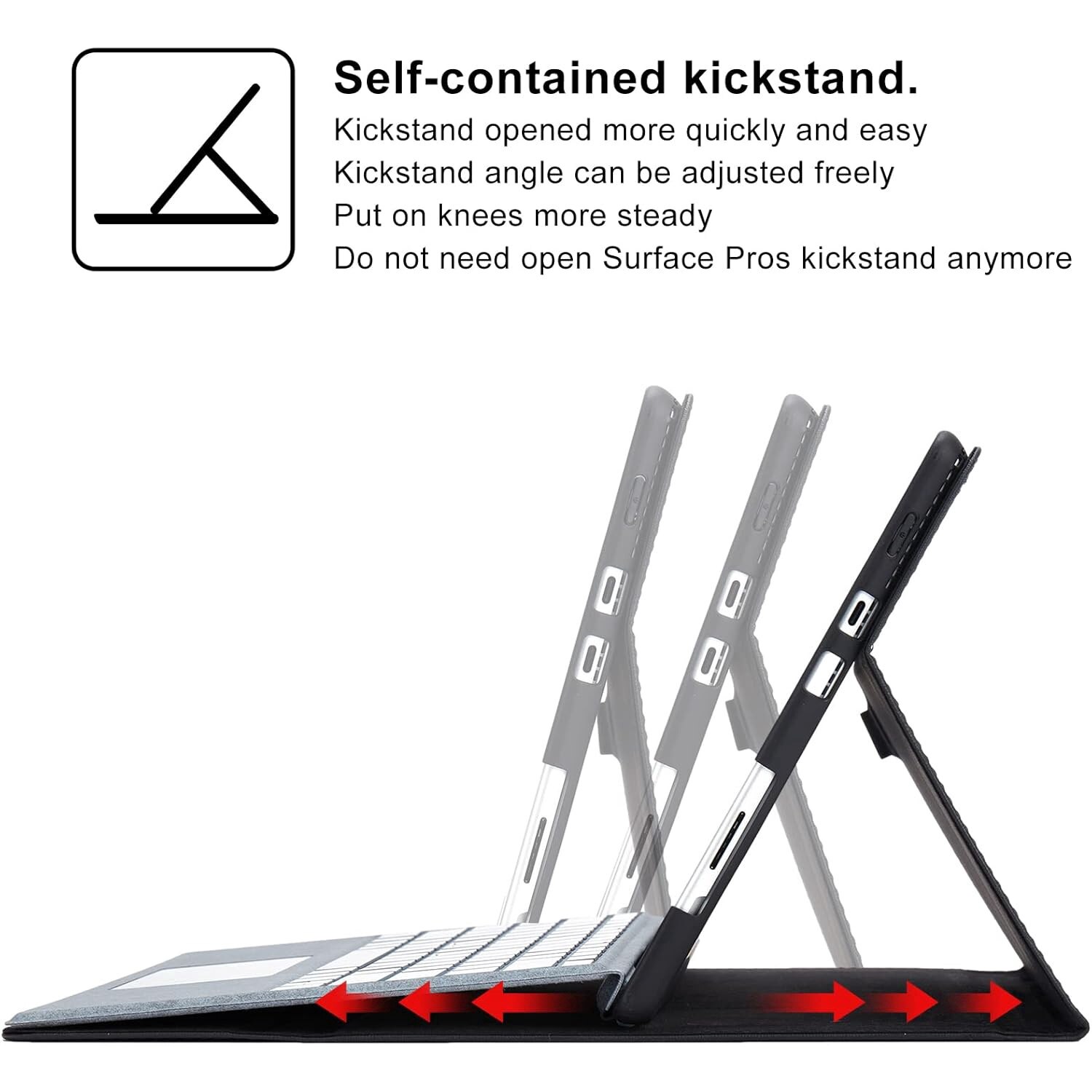 Husa Omnpak pentru Microsoft Surface Pro 8, unghi reglabil de vizualizare, compatibila cu tastatura Type Cover, Negru