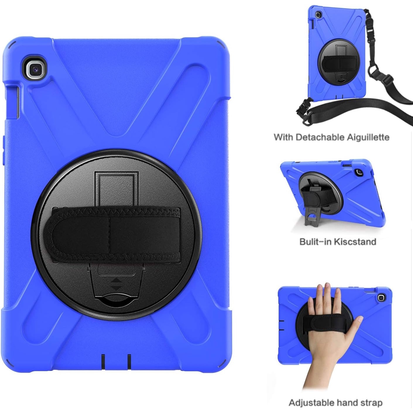 Husa Shockproof Armor, Sigloo, pentru tableta Amazon Kindle Fire HD8 HD 8 Plus 2020, Heavy Duty 2 In1 Hybrid Cover, cu suport smart pen, Blue