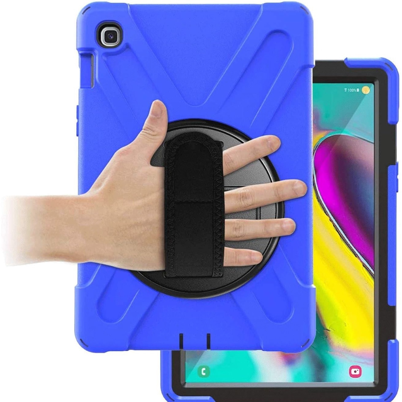 Husa Shockproof Armor, Sigloo, pentru tableta Amazon Kindle Fire HD8 HD 8 Plus 2020, Heavy Duty 2 In1 Hybrid Cover, cu suport smart pen, Blue