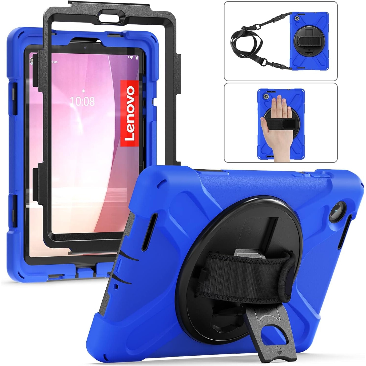Husa Shockproof Armor, Sigloo, pentru tableta Amazon Kindle Fire HD8 HD 8 Plus 2020, Heavy Duty 2 In1 Hybrid Cover, cu suport smart pen, Blue