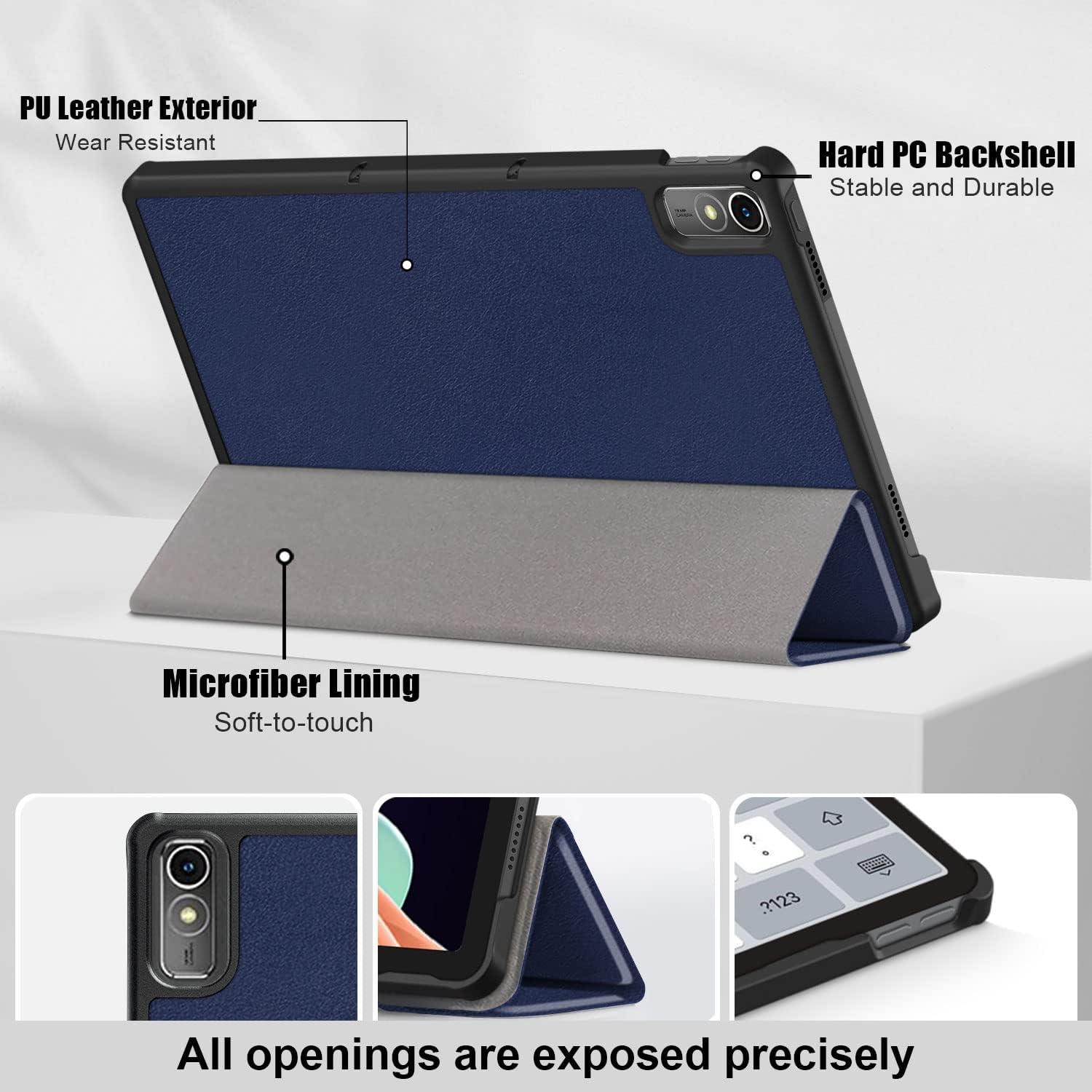 Husa Sigloo pentru tableta Lenovo Tab P11 Gen2(TB-350), 11.5 inch, Albastru Inchis, Trifold, Smart Cover, Ultraslim