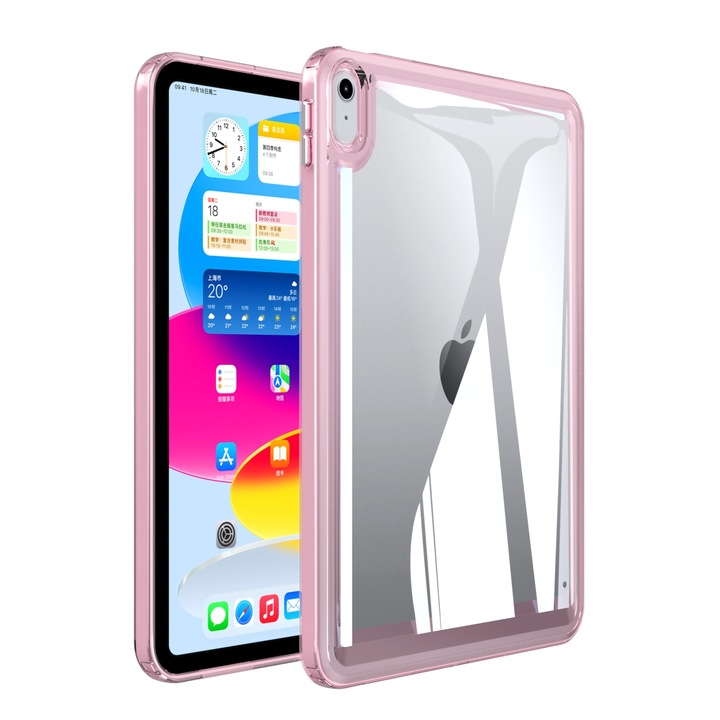 Husa tableta compatibila cu iPad Mini 2024, Protectie transparenta, Roz