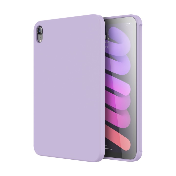 Husa tableta compatibila cu iPad Mini 6, Silicone Microfiber, Lavanda