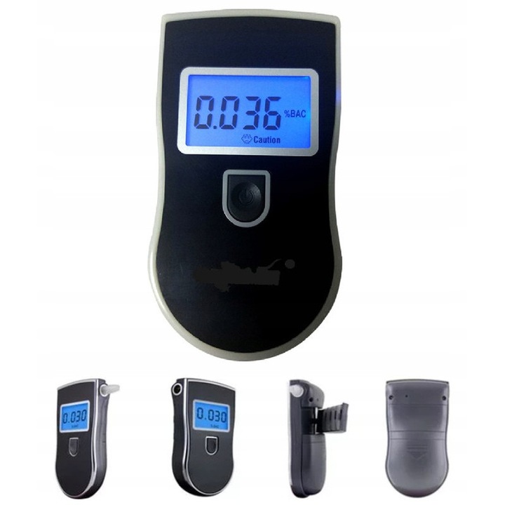 Тестер за алкохол в кръвта Zree, кутия с 5 мундщука, LCD дисплей, преносим, автоматично калибриране