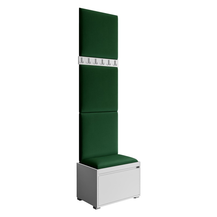 Mobilier pentru hol Konkor 60 + Panou tapitat pag, MIRJAN24, alb + verde