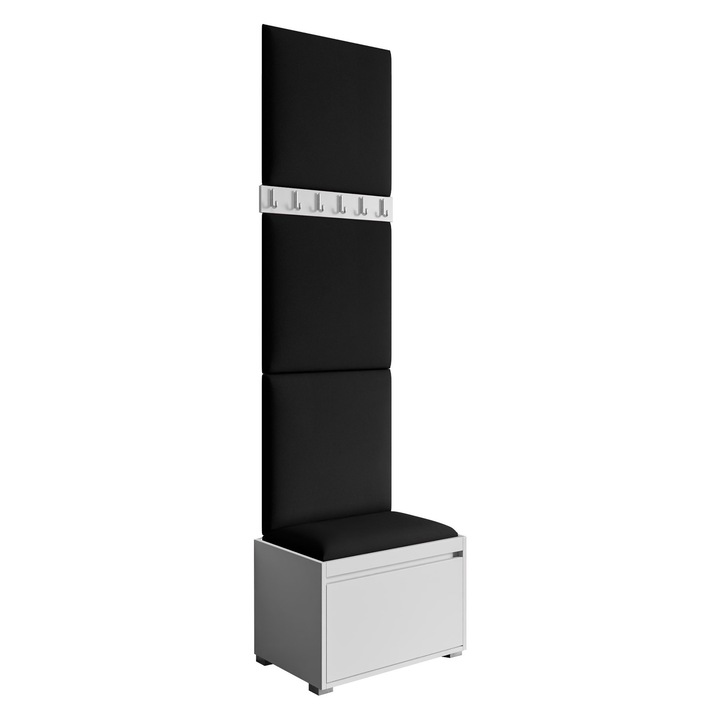 Mobilier pentru hol Konkor 60 + Panou tapitat pag, MIRJAN24, alb + negru