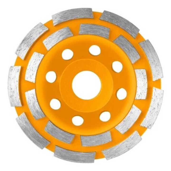 Disc diamantat 125 mm, cu 2 randuri segmente pentru slefuit suprafete beton, mozaic, marmura