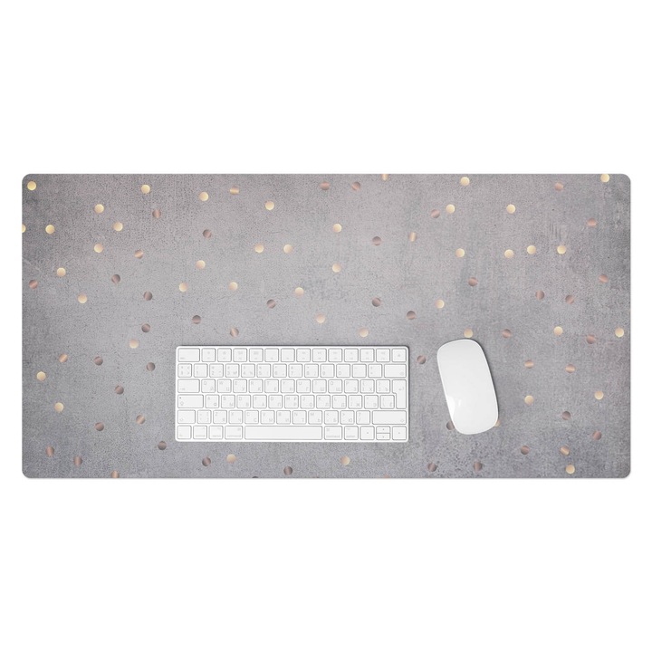 Mapa birou, Wallfluent, Fundal cu puncte pastel, Gri, 90x45 cm, 010250300040100020187