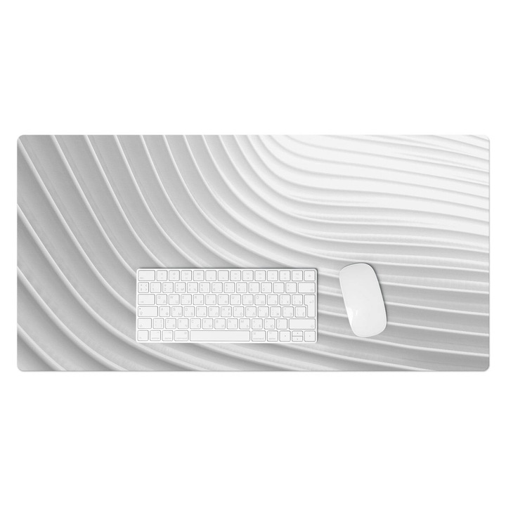 Mapa protectie birou, Wallfluent, Linii 3D ondulate, Alb, 90x45 cm, 010250300040100006025