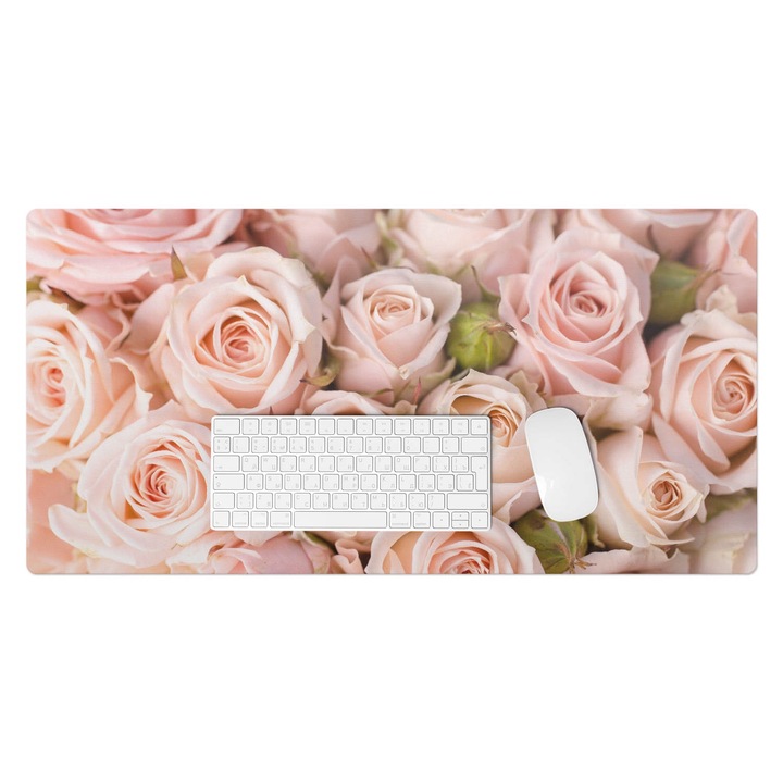 Mapa pentru birou, Wallfluent, Buchet de trandafiri, Roz, 90x45 cm, 010250300040100006355