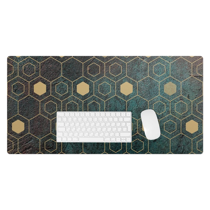 Mapa pentru birou, Wallfluent, Model geometric, Verde, 90x45 cm, 010250300040100020200