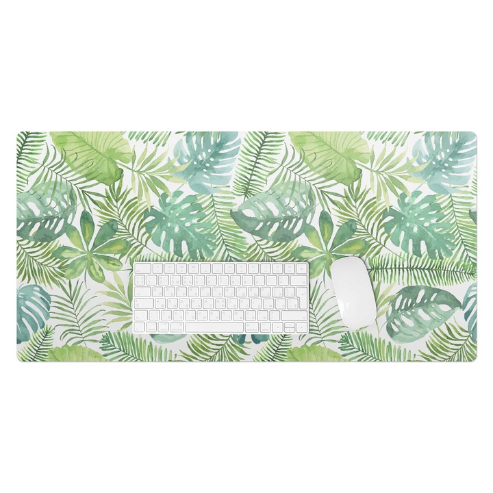 Mapa pentru birou, Wallfluent, Frunze tropicale, Verde, 90x45 cm, 010250300040100006601