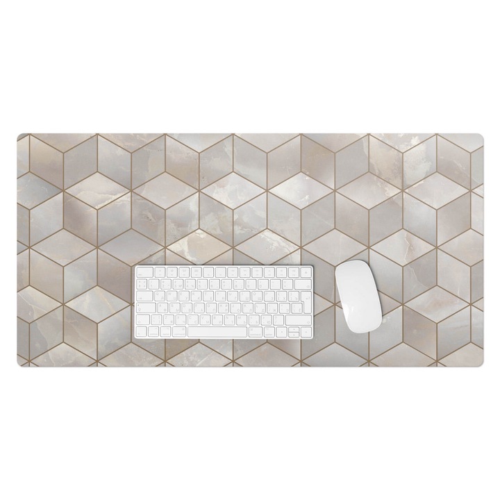 Mapa pentru birou, Wallfluent, Model geometric 3D, Bej, 90x45 cm, 010250300040100020196