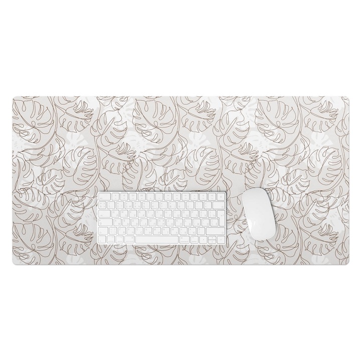 Mapa birou, Wallfluent, Monstera lasa model fara sudura, Bej, 90x45 cm, 010250300040100033352