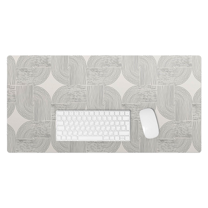 Mapa de birou, Wallfluent, Model de linii geometrice, Bej, 90x45 cm, 010250300040100033365