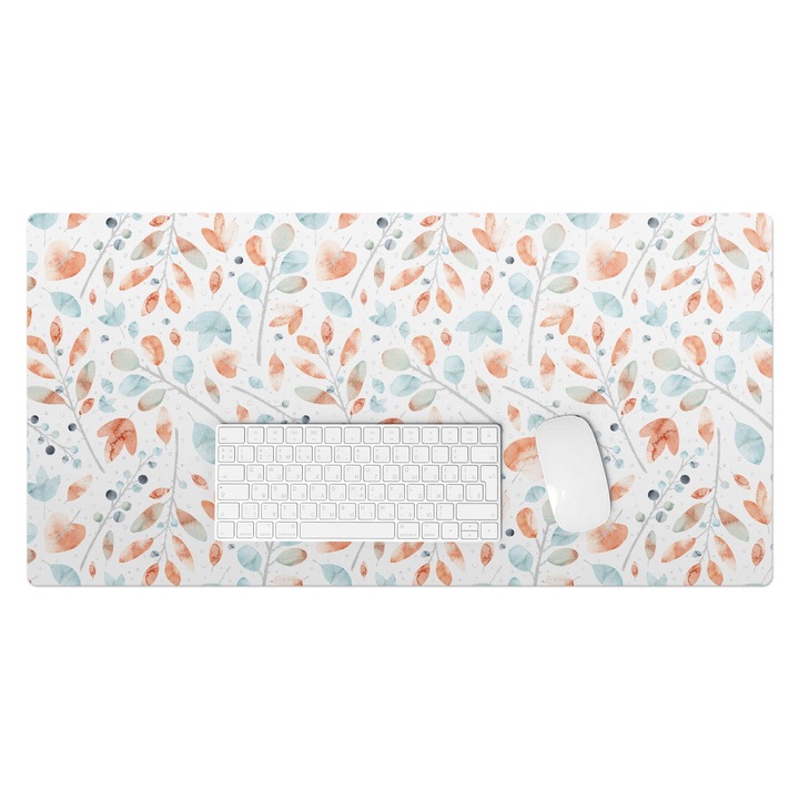 Mapa protectie birou, Wallfluent, Acuarela frunze, Multicolor, 90x45 cm, 010250300040100033355