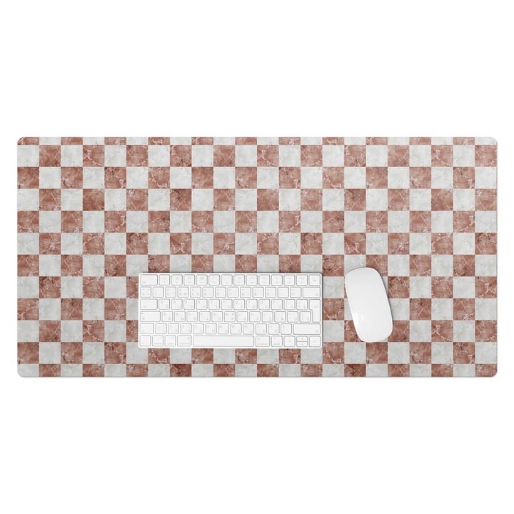 Mapa pentru birou, Wallfluent, Tabla de sah din marmura, Maro, 90x45 cm, 010250300040100033459