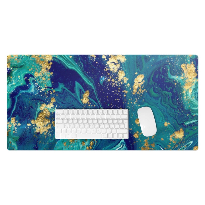 Mapa pentru birou, Wallfluent, Valuri de marmura, Albastru, 90x45 cm, 010250300040100039771