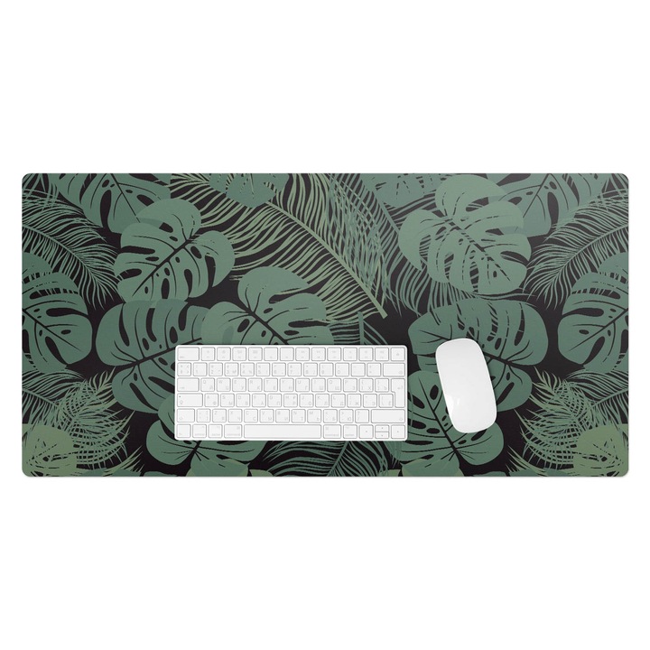 Mapa protectie birou, Wallfluent, Frunze tropicale, Verde, 90x45 cm, 010250300040100057137